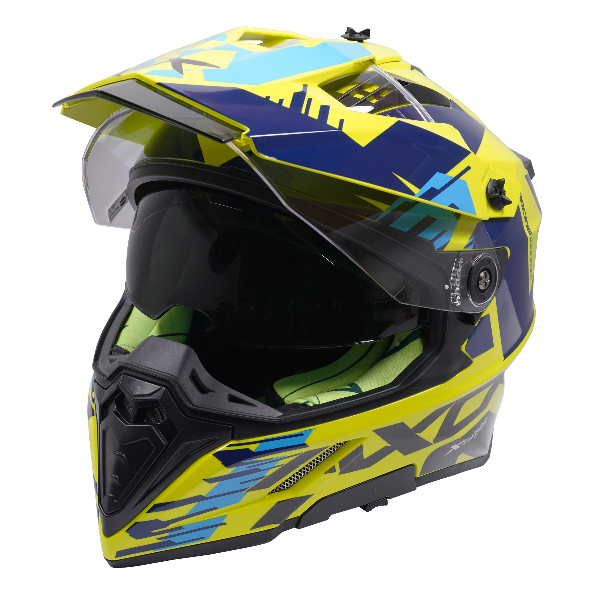 Load image into Gallery viewer, Axor Helmet X-Cross Adventure - Blue/Yellow Graphic
