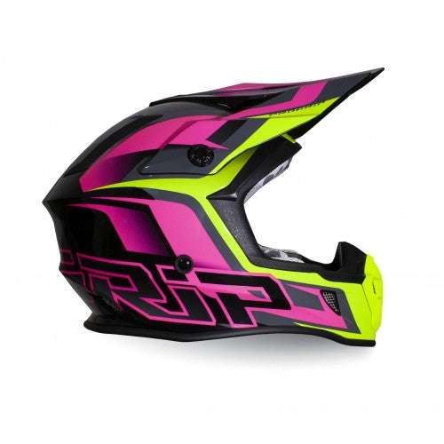 Progrip 3180 ABS Motocross Helmet Black-Pink-Flo Yellow