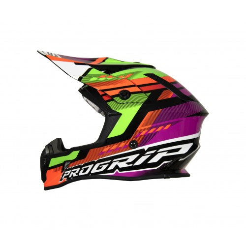 Progrip 3180-363 ABS Motocross Helmet Green/Pink