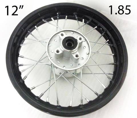 Load image into Gallery viewer, REAR WHEEL RIM 12&quot; 1.85 X 12 FOR PIT / DIRT BIKE110CC 125CC BLACK 12MM SPINDLE
