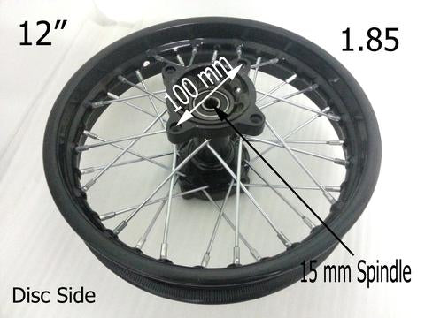 Load image into Gallery viewer, REAR WHEEL RIM 12&quot; 1.85 FOR PIT / DIRT BIKE 110CC 125CC BLACK 15MM SPINDLE
