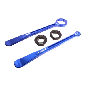 Load image into Gallery viewer, TYRE LEVER &amp; WRENCH SET INC 10,13,22,27,32mm ALLOY BLUE
