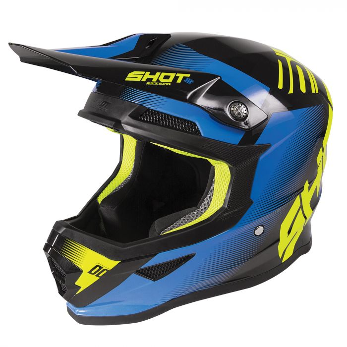 Shot Furious MX Helmet Adult - Trust Black Blue Neon Yellow Glossy